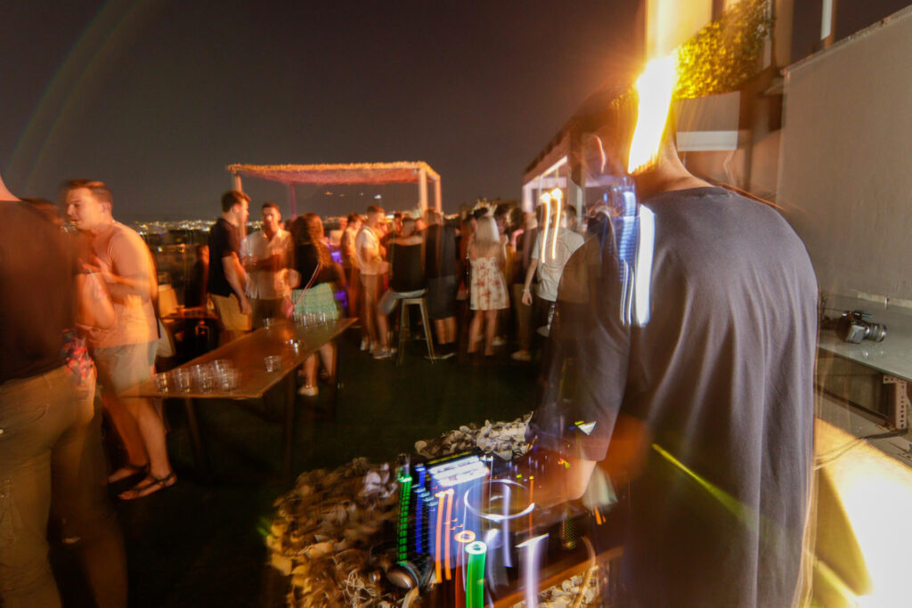 Live Music at the rooftop bar of Athens Hawks.